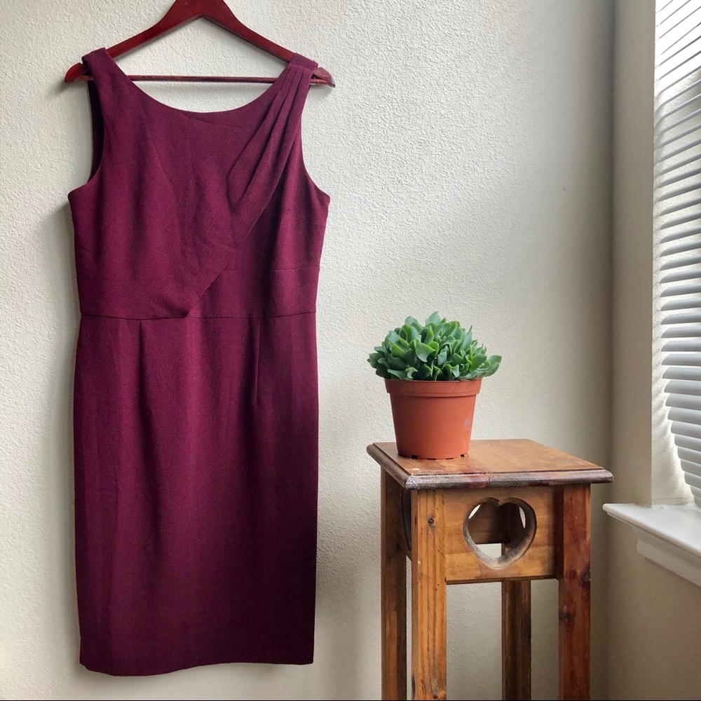 WHBM Maroon Asymmetrical Sheath Dress - Sz. 12